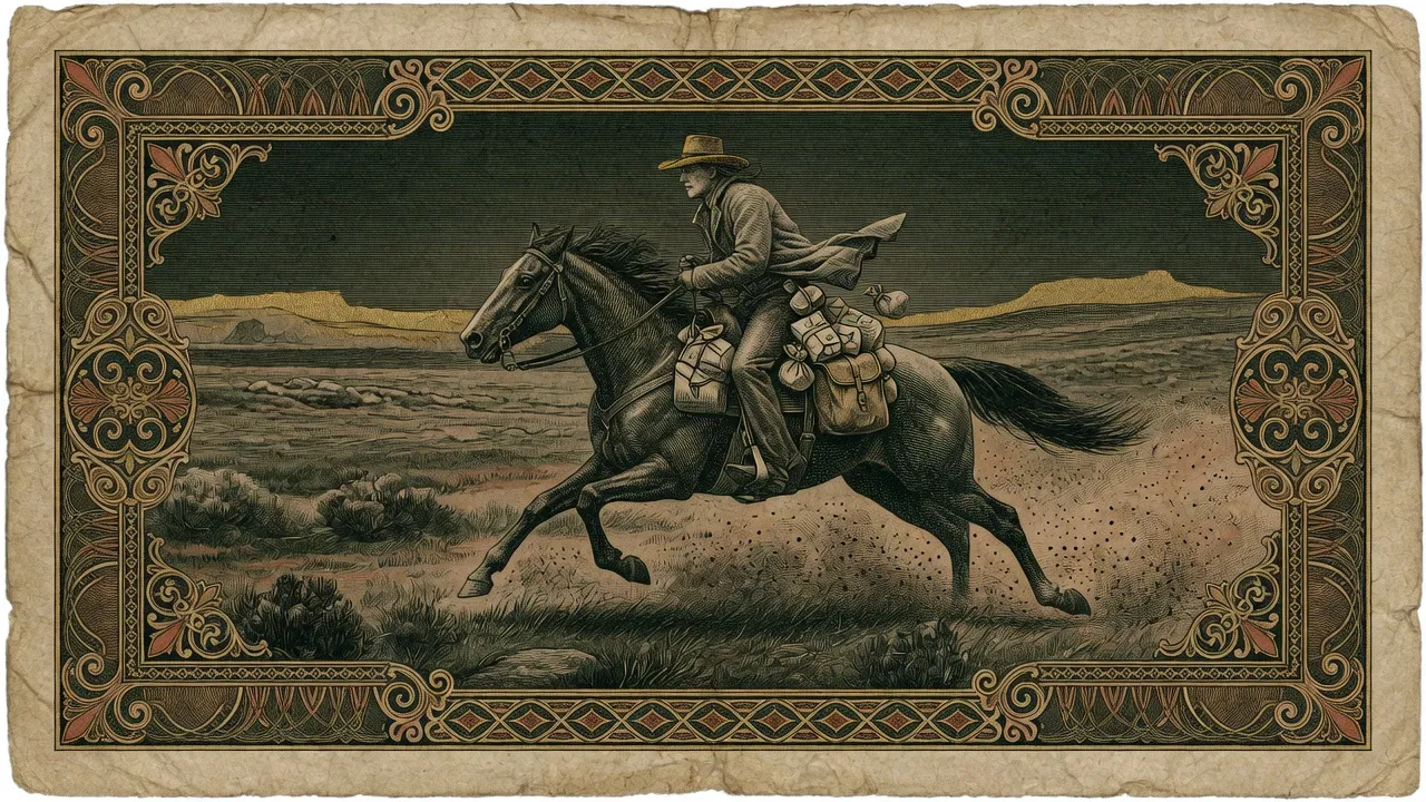 Pony Express rider with saddlebags