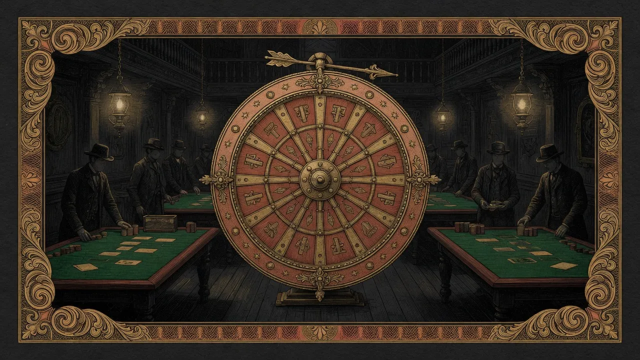 Wild West gaming hall with a wheel of fortune